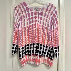 Mercer Street Studio White and Purple Graphic Buttoned Cardigan